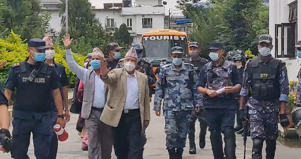 Leaders including Madhav Nepal at Election Commission